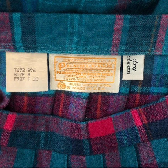 Vintage Pendleton Plaid Wool Skirt Midi Size 8 - Picture 5 of 7